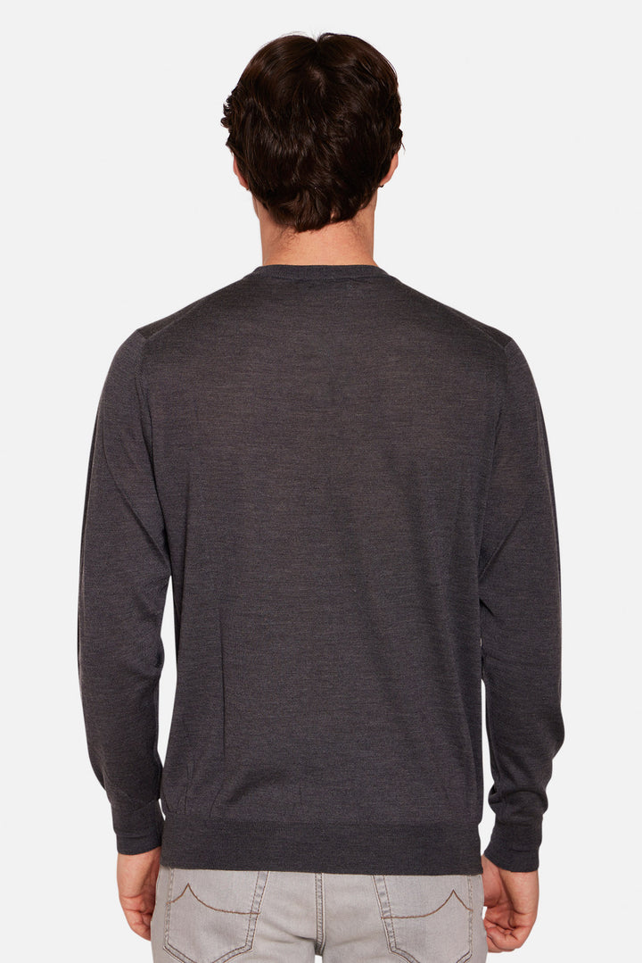 Wool Silk Cashmere Crewneck Charcoal