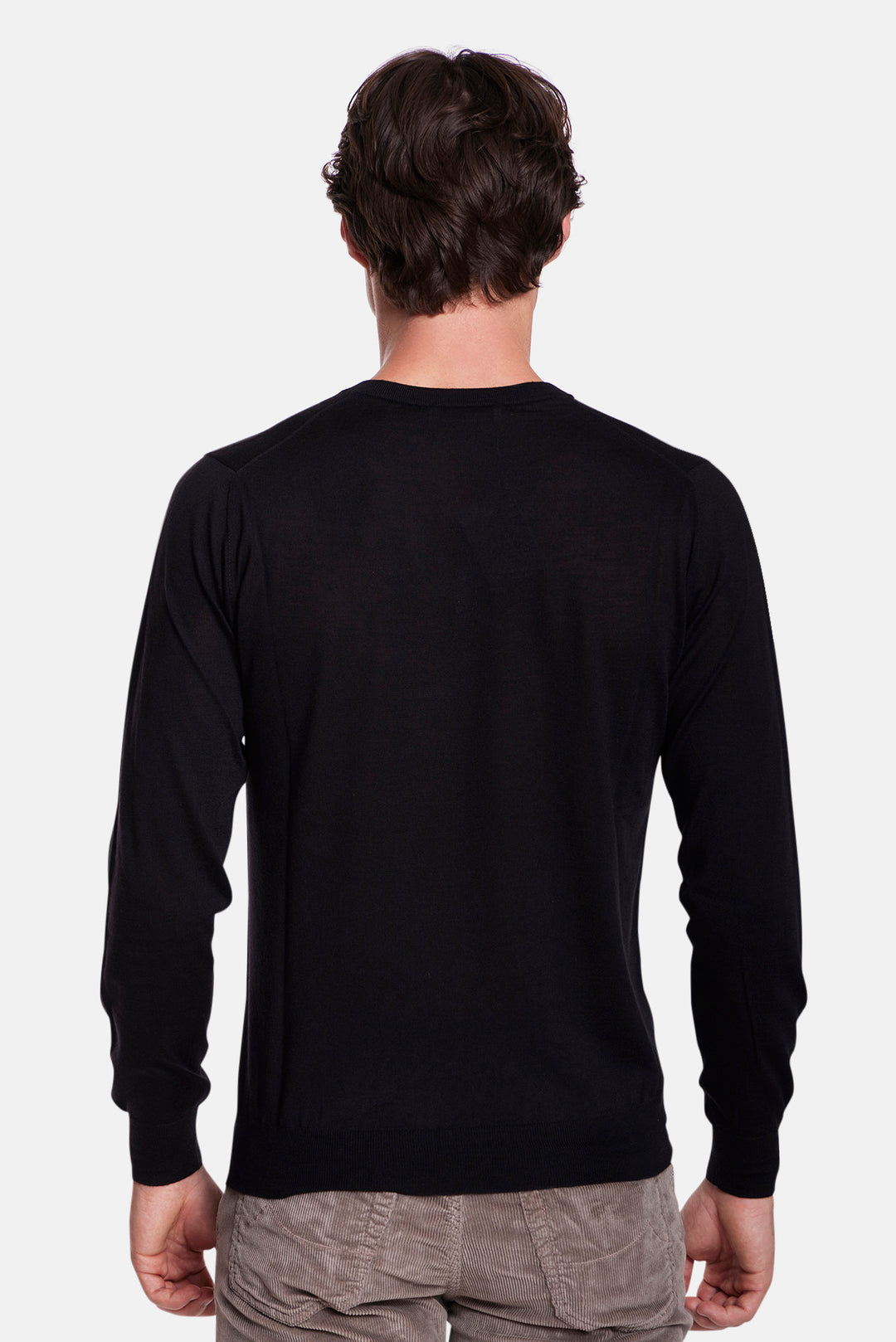 Wool Silk Cashmere V-Neck Black