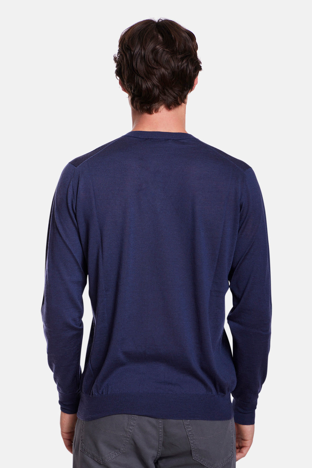 Wool Silk Cashmere V-Neck Blue