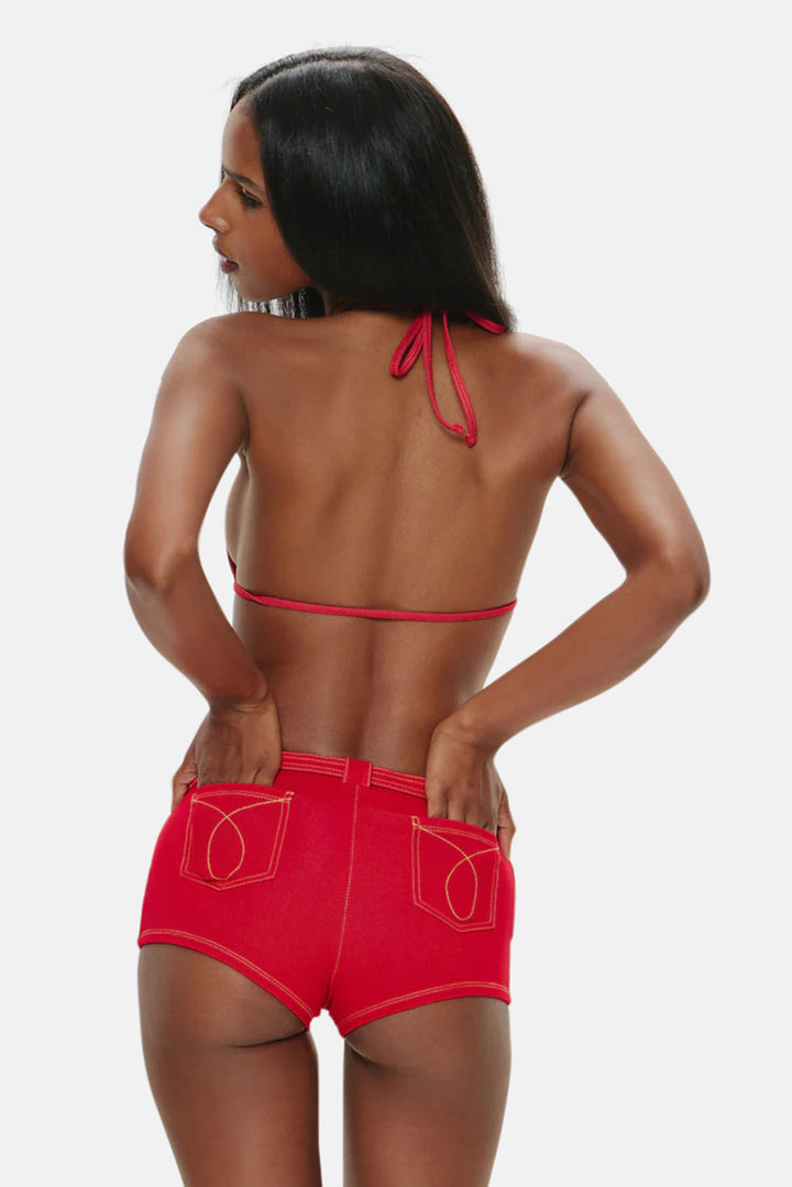 Wrangler Denim Short Red Denim