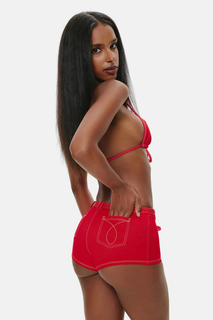 Wrangler Denim Short Red Denim