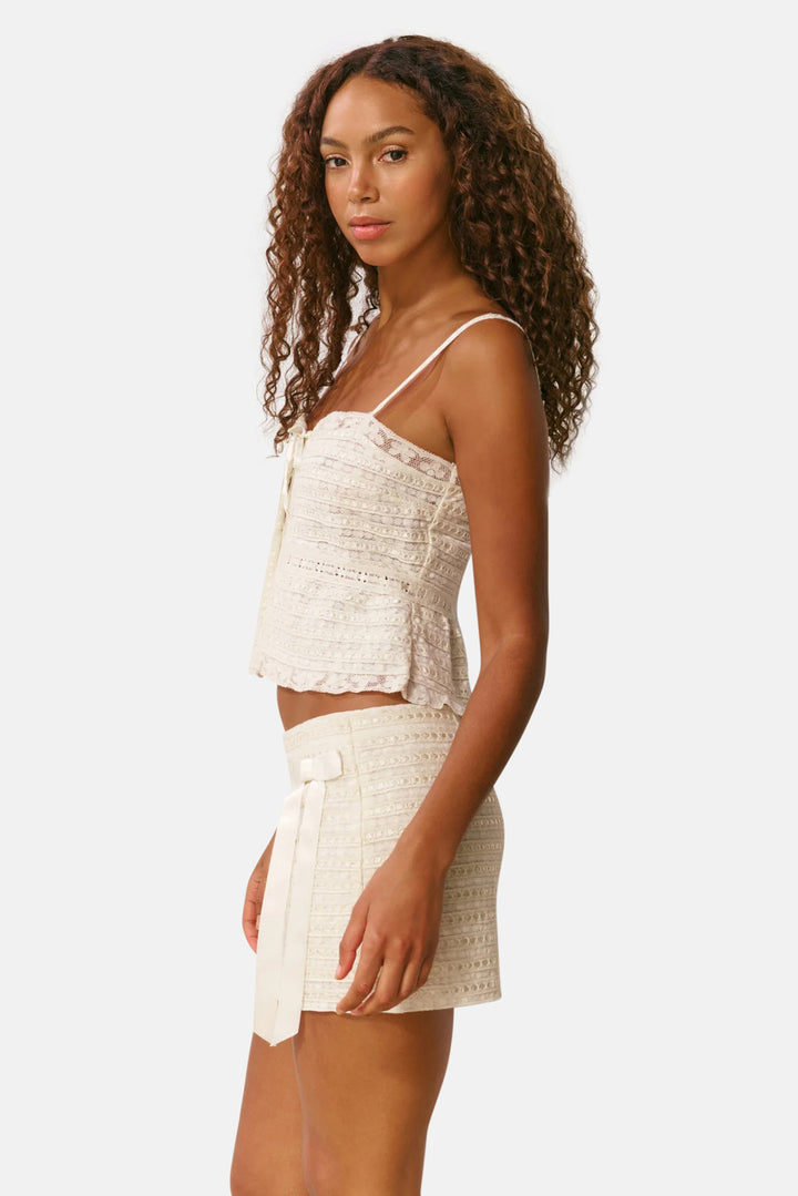 Wyana Woven Cotton Mini Skirt Off White