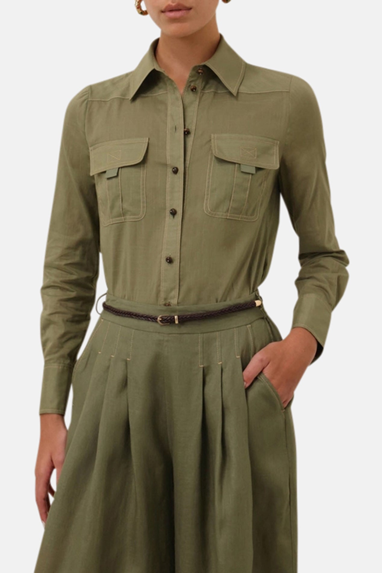 Zimmermann Wylie Body Shirt Olive – blueandcream