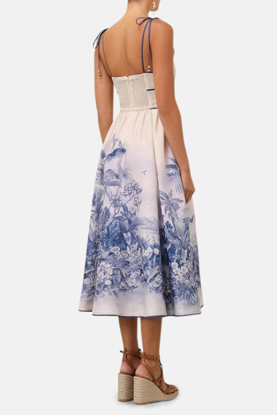 Zimmermann Wylie Picnic Dress Blue Palm blueandcream Zimmermann Wylie Picnic Dress Blue Palm blueandcream