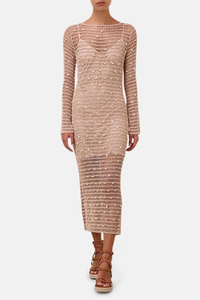 Zimmermann Wylie Shell Crochet Midi, Taupe, Size 0