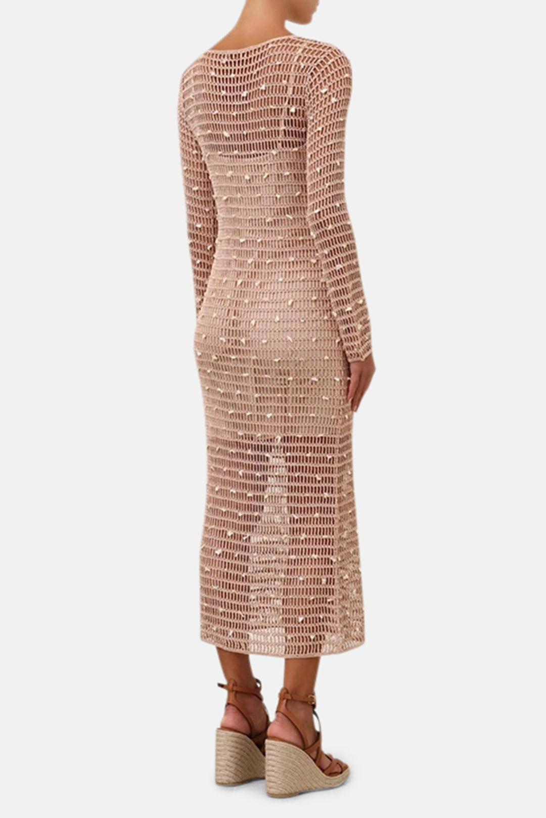 Zimmermann Wylie Shell Crochet Midi Dress Taupe blueandcream Zimmermann Wylie Shell Crochet Midi Dress Taupe blueandcream