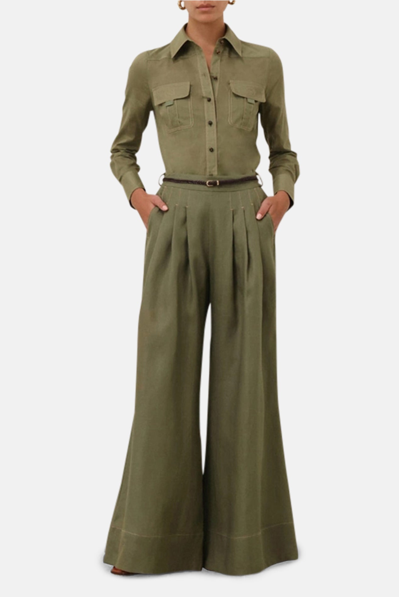 Zimmermann Wylie Wide Leg Pant Olive – blueandcream