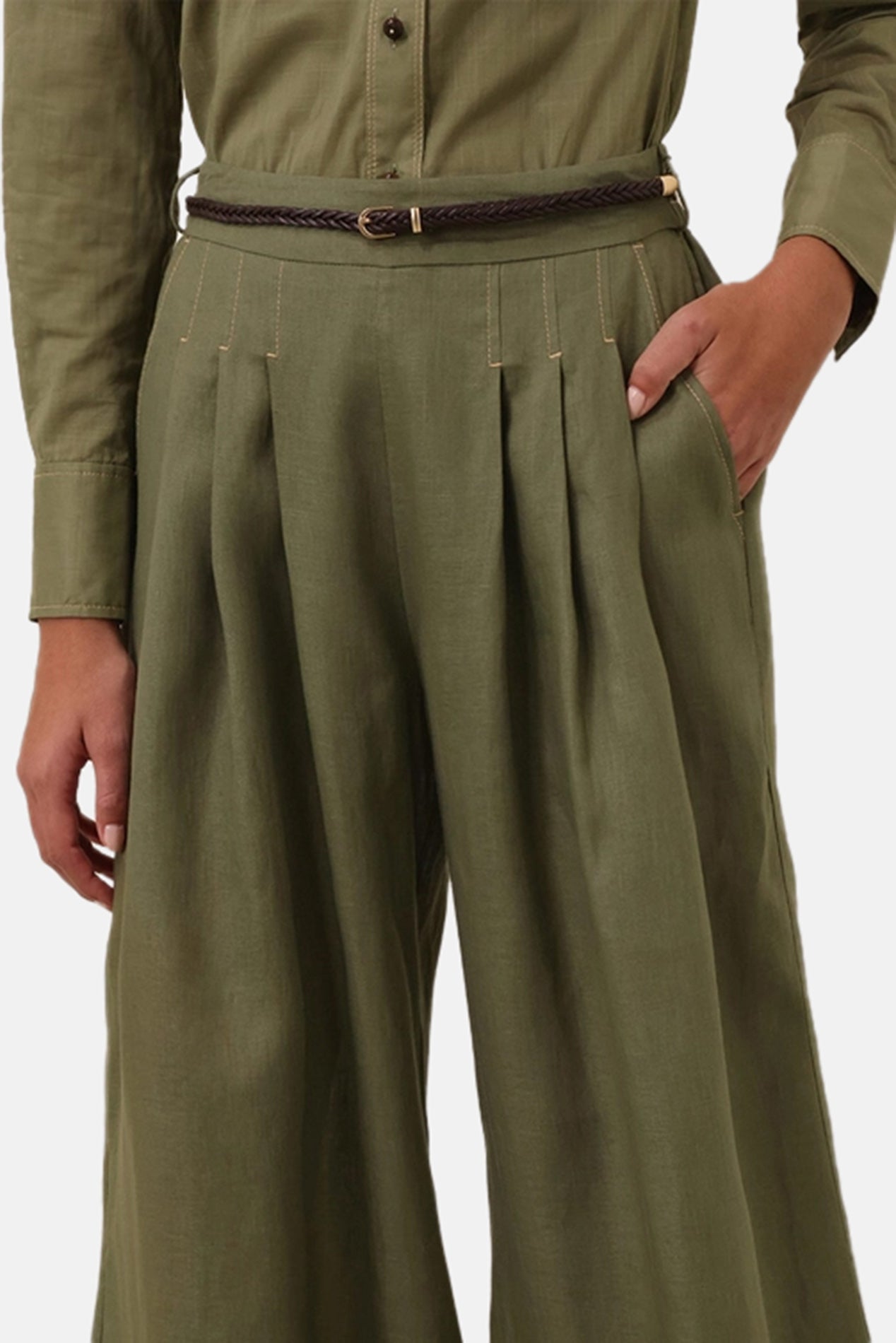 Zimmermann Wylie Wide Leg Pant Olive – blueandcream