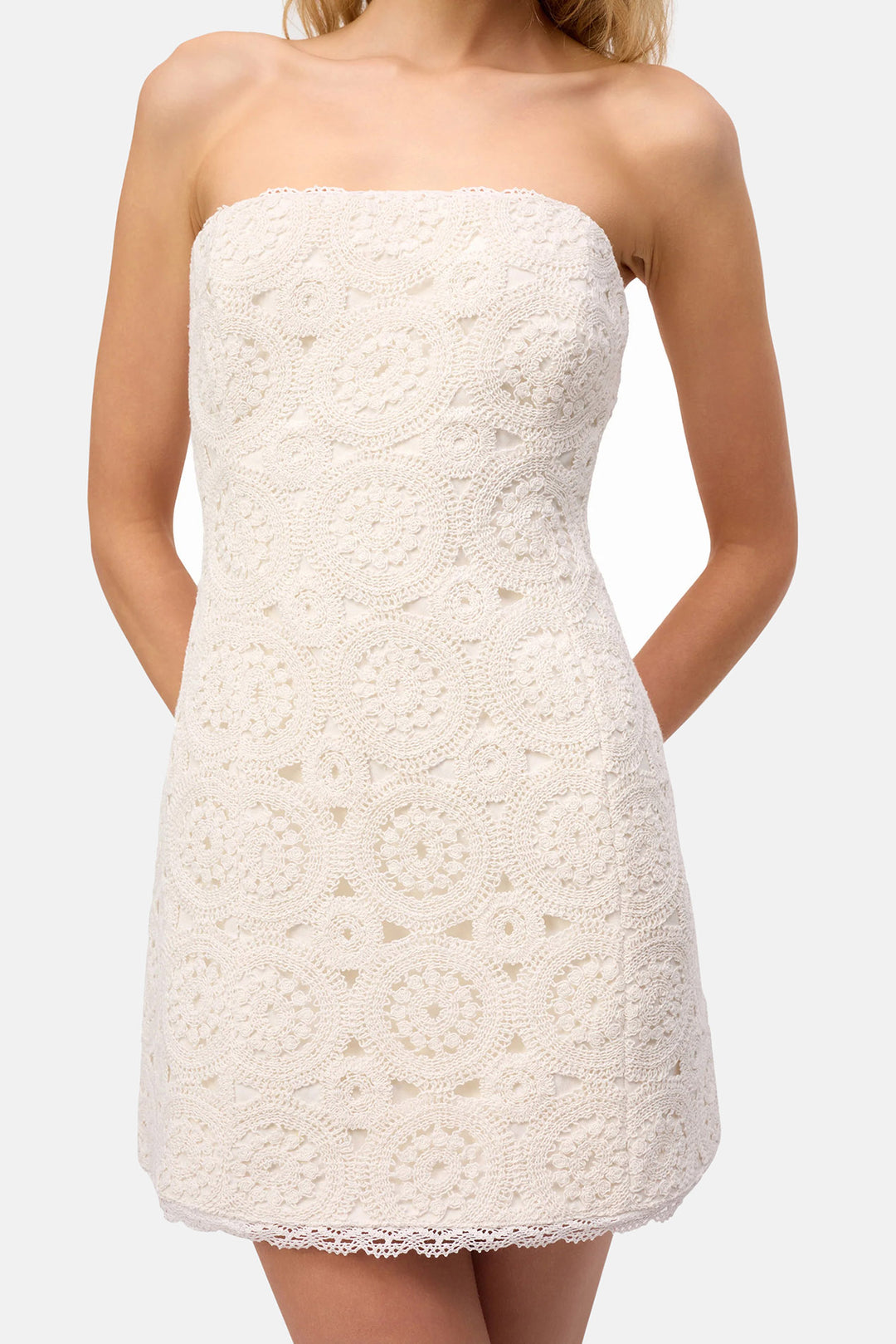 Yareli Crochet Mini Dress Macadamia