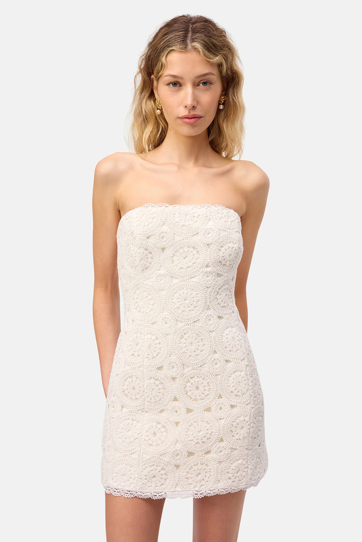 Yareli Crochet Mini Dress Macadamia