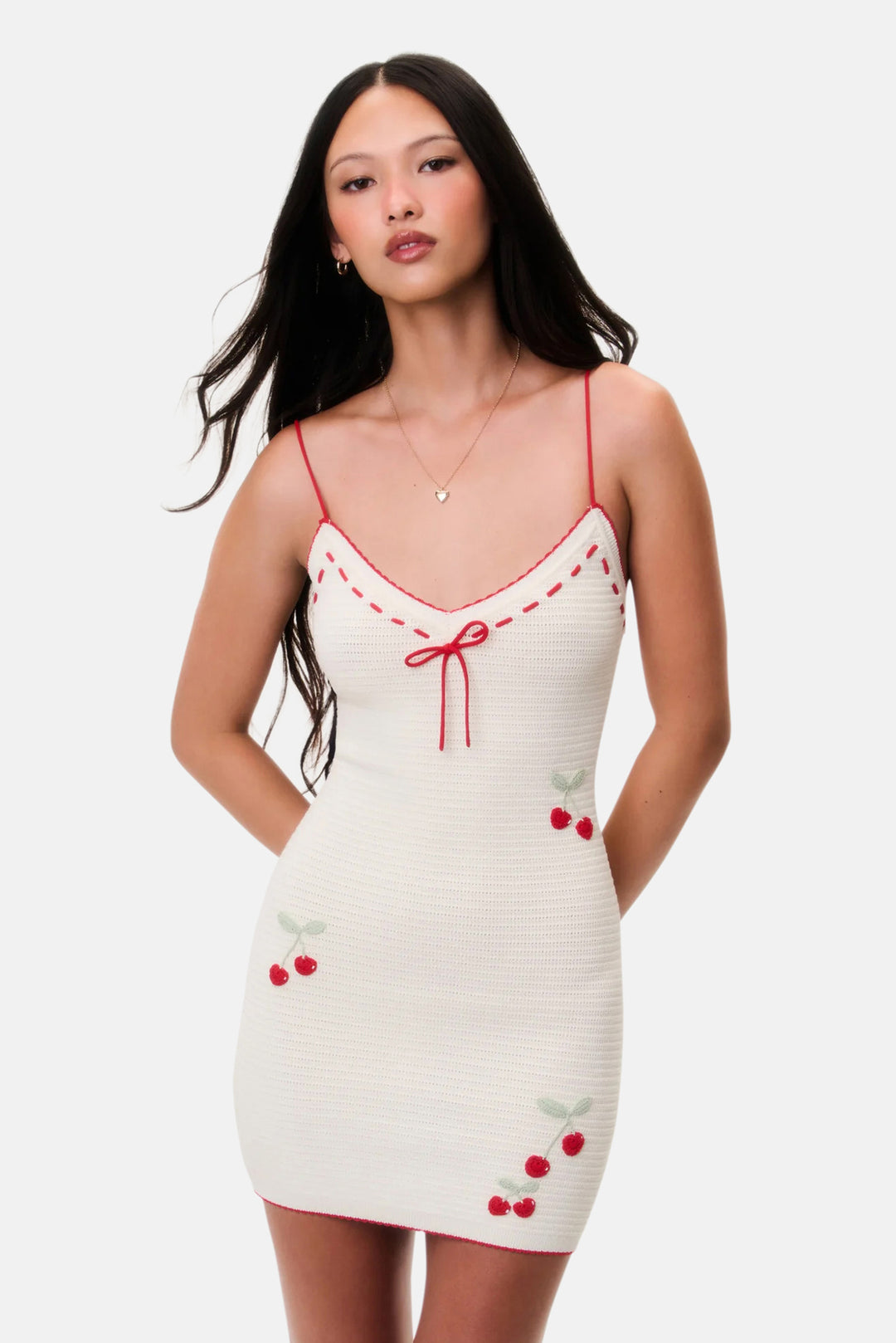 Yelena Cherry Crochet Mini Dress Cherry Sail