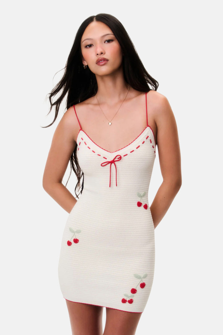 Yelena Cherry Crochet Mini Dress Cherry Sail