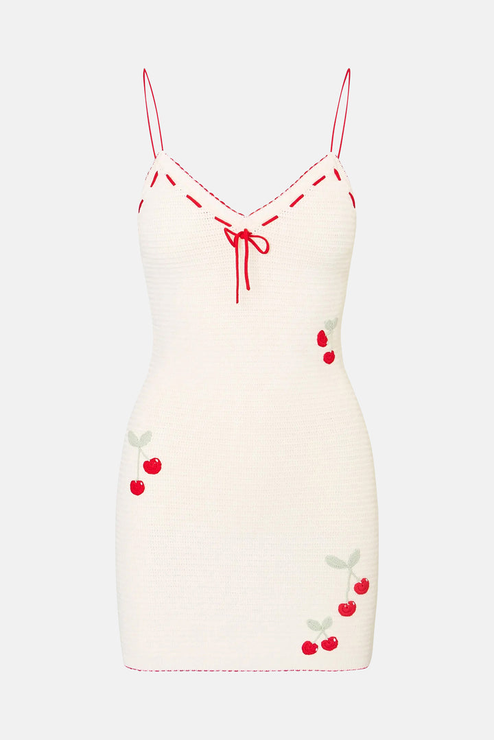 Yelena Cherry Crochet Mini Dress Cherry Sail