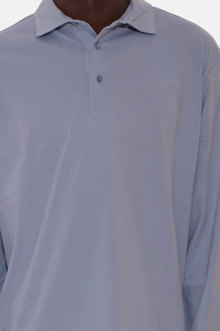 Organic Long Sleeve Polo Sky