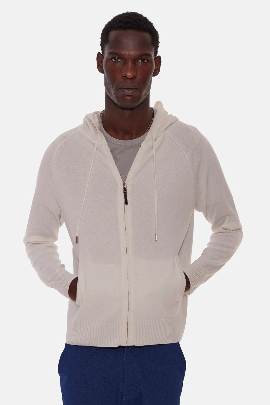 New Leo Zip Hoodie With Pockets Eggshell