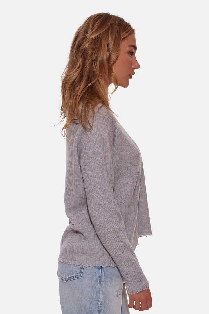 Taylor Cashmere Choker V Neck Sweater Storm