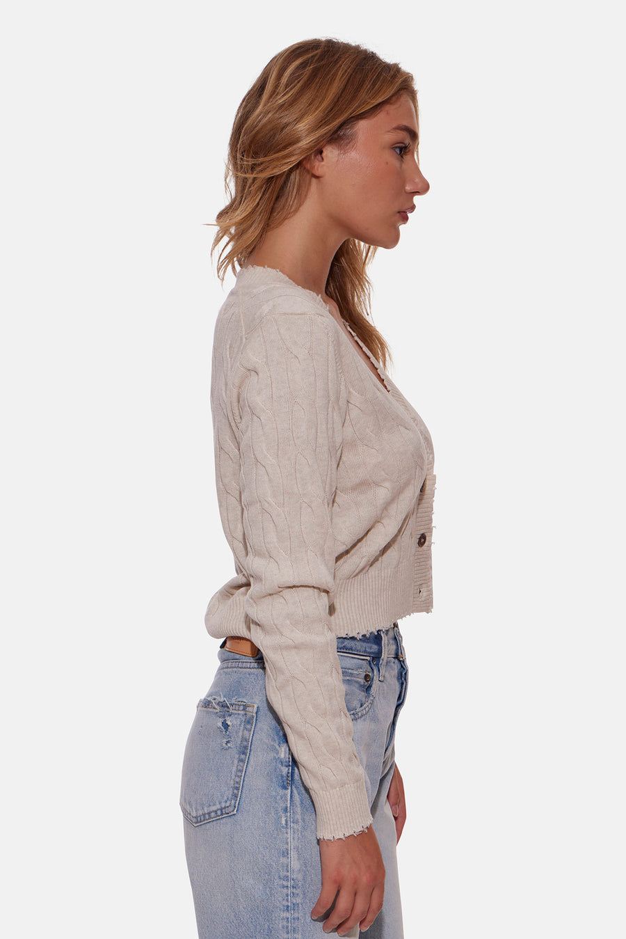 Satya Cable Cropped Cardigan Oatmeal