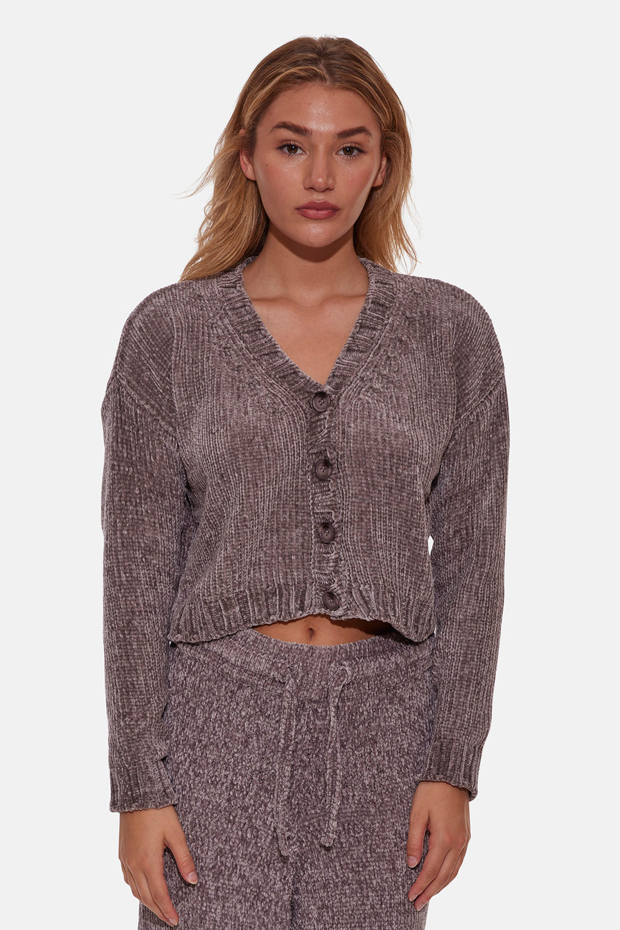Adele Chenille Cardigan Charcoal