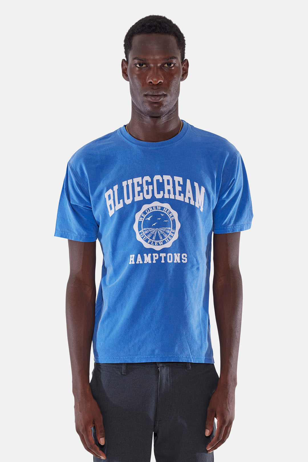 Hamptons We Grew Here Tee Blue