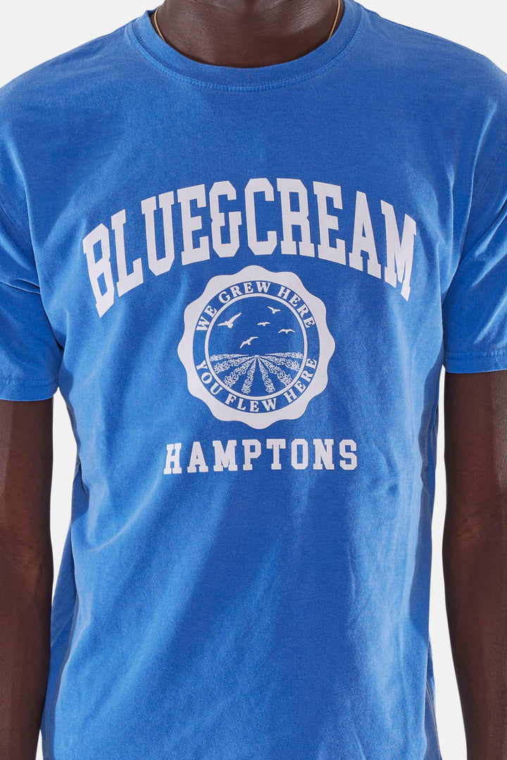 Hamptons We Grew Here Tee Blue