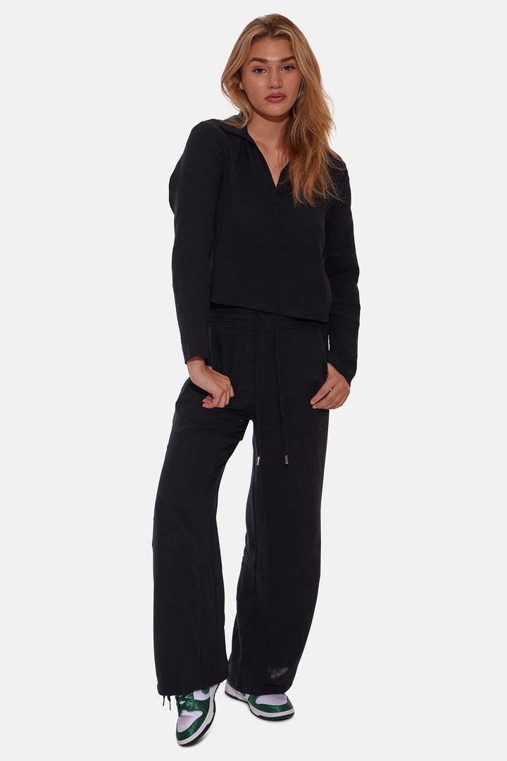 Wendy Gauze Wide Leg Pant Black