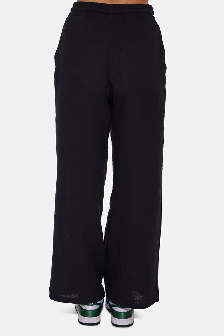 Wendy Gauze Wide Leg Pant Black