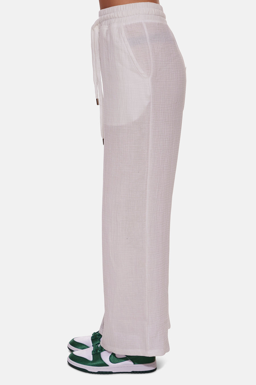 Wendy Gauze Wide Leg Pant Ivory