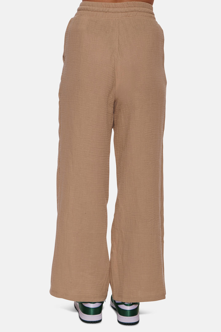 Wendy Gauze Wide Leg Pant Sand