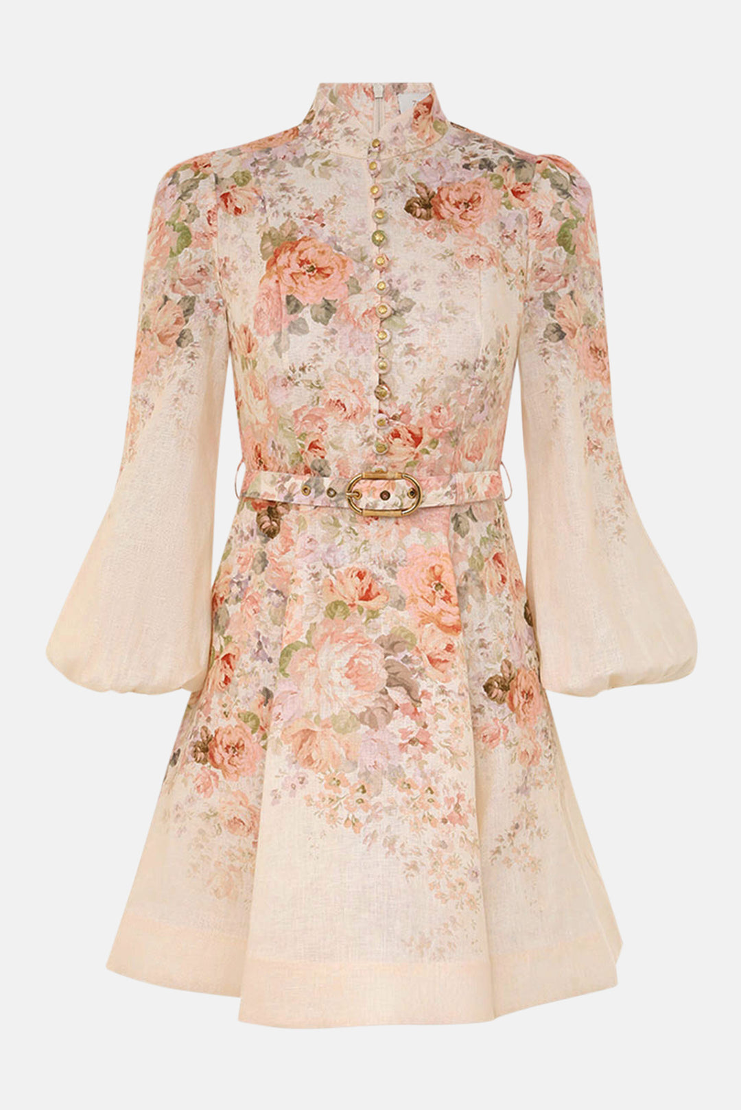 Zimmerman Illustration Buttoned Mini Cream Rococo Floral blueandcream Zimmerman Illustration Buttoned Mini Cream Rococo Floral blueandcream