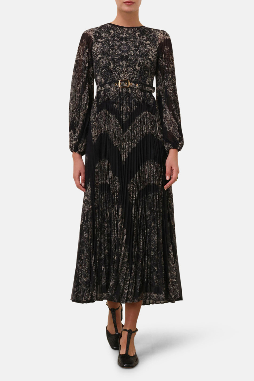 Zimmermann Sunray Long Sleeve Midi Dress, Black Paisley, Size 2 Zimmermann Sunray Long Sleeve Midi Dress, Black Paisley, Size 2