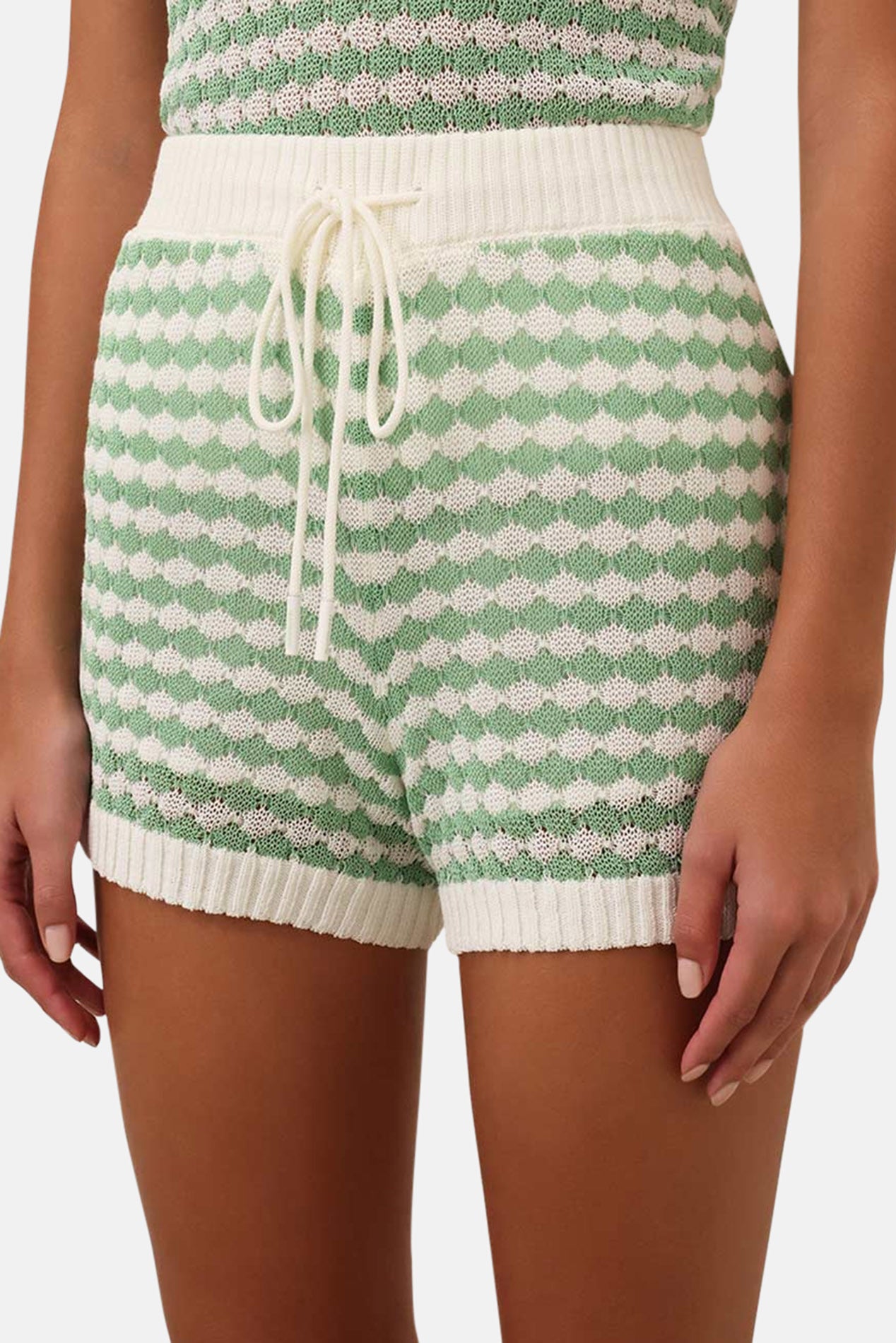 Zimmermann Everley Scallop Knit Short Green Cream – blueandcream