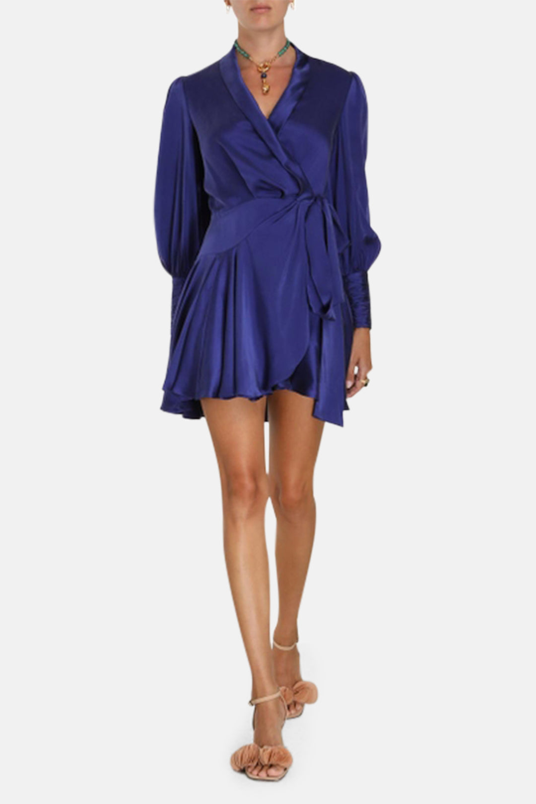 Zimmermann - Silk Wrap Mini Dress Blue for Women - Size 0 NUM - 24S Zimmermann - Silk Wrap Mini Dress Blue for Women - Size 0 NUM - 24S