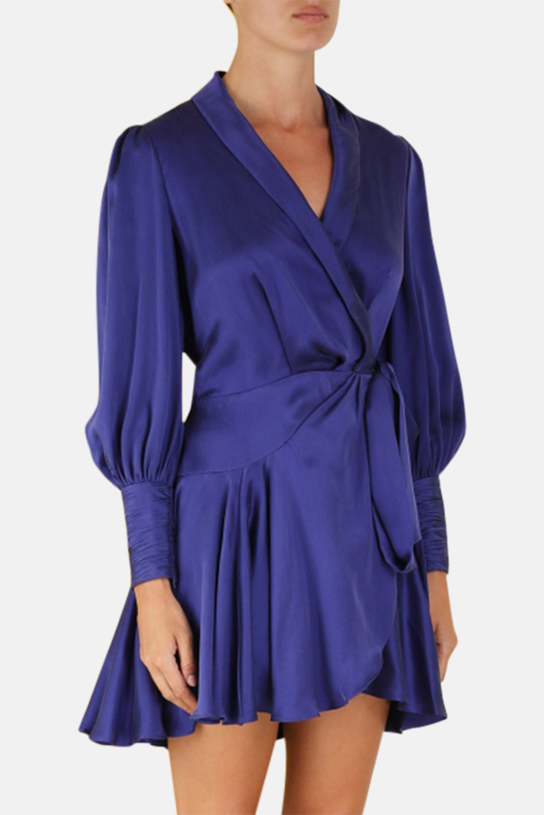 Zimmermann - Silk Wrap Mini Dress Blue for Women - Size 0 NUM