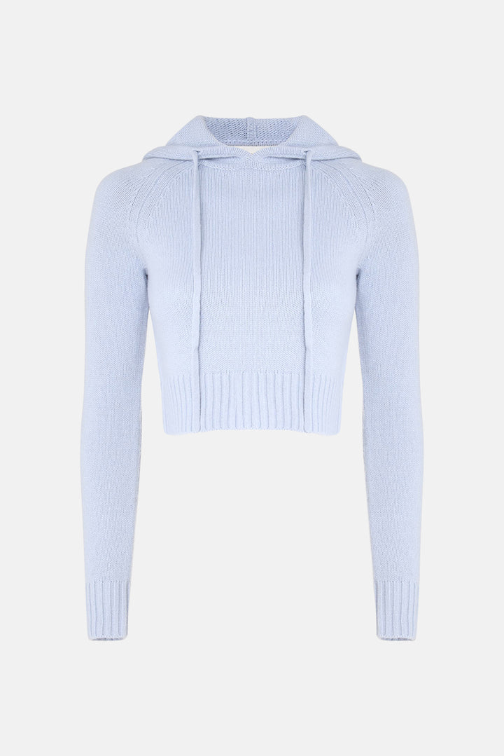 Natura Cropped Hooded Sweater Blue