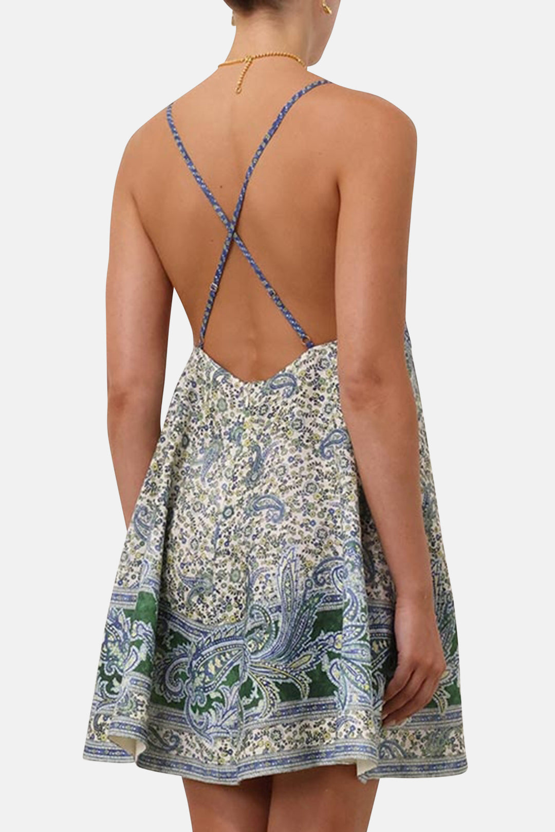Zimmermann Ottie Swing Mini Dress, Green Paisley, Size 1 Zimmermann Ottie Swing Mini Dress, Green Paisley, Size 1