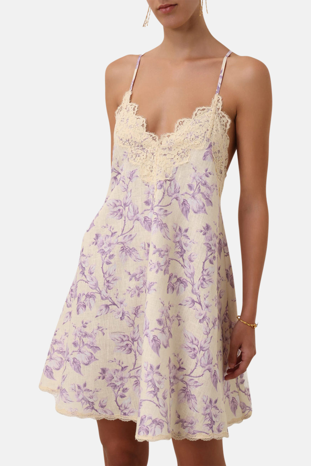Zimmermann Halliday Swing Mini Dress, Yellow/Lilac Floral, Size 2 Zimmermann Halliday Swing Mini Dress, Yellow/Lilac Floral, Size 2