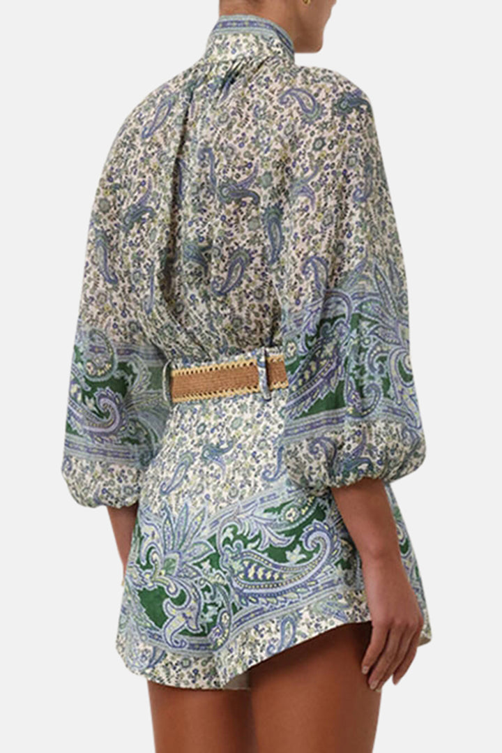 Ottie Billow Blouse Green Paisley