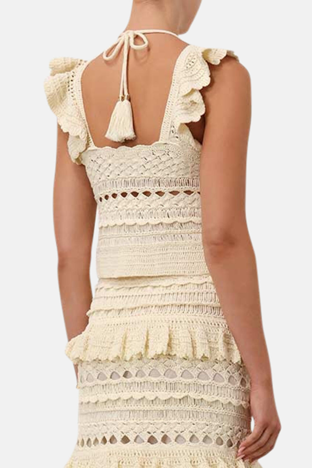 Waverly Crochet Halter Tank Cream