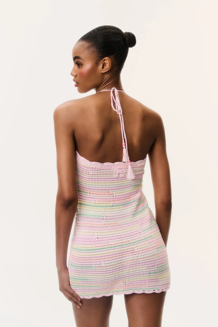 Zoa Cotton Crochet Mini Dress Tropical Swirl