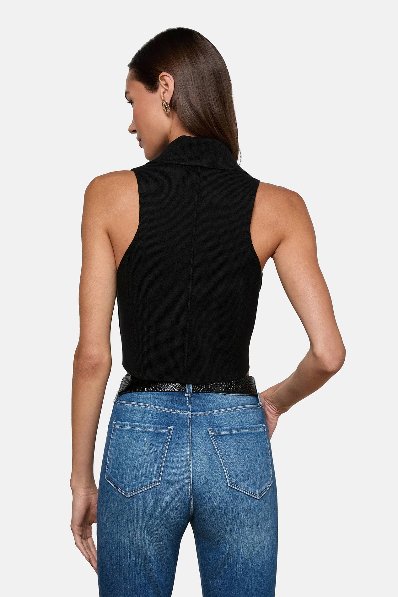 L'Agence Zadie Knit Vest Black/Gold – blueandcream