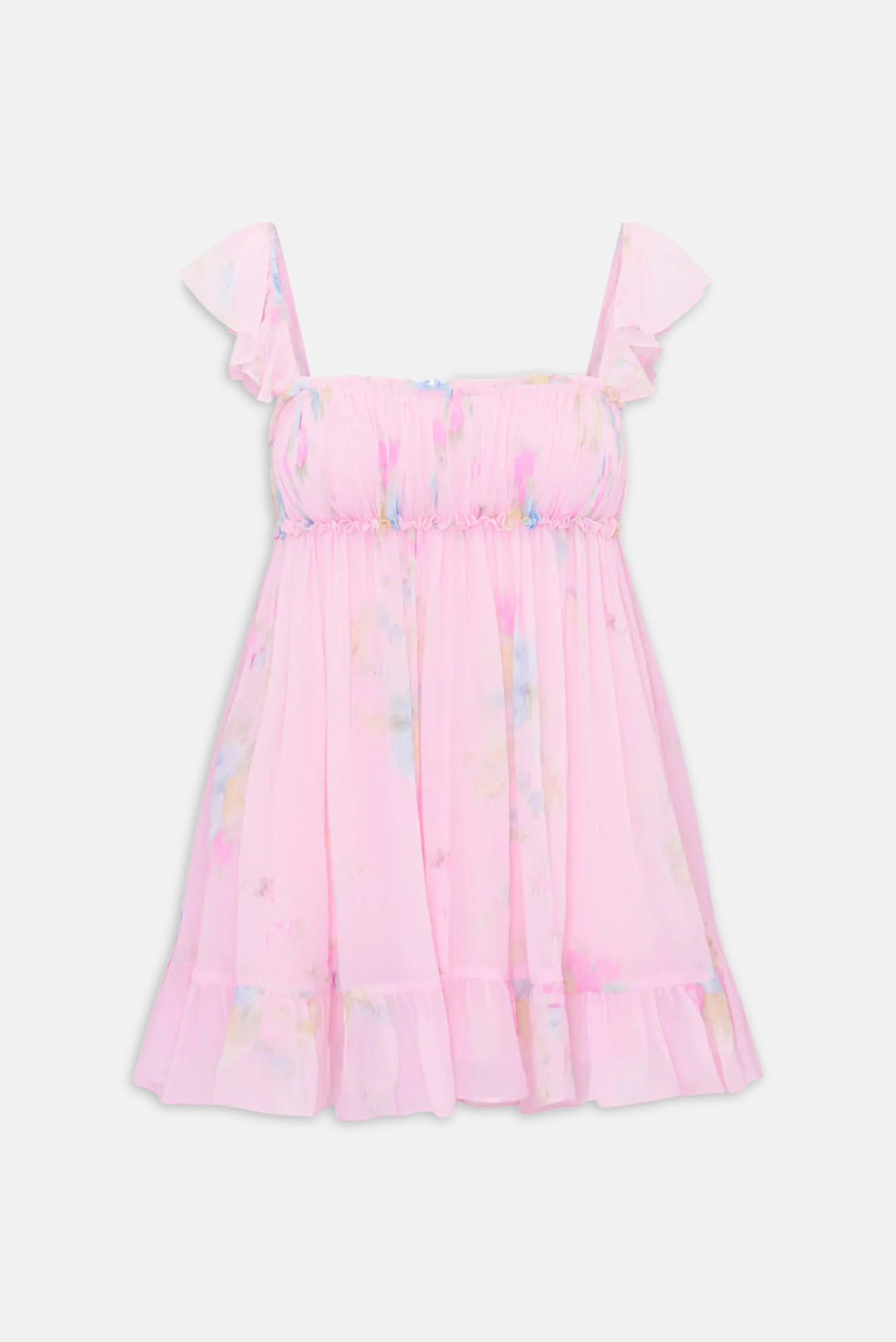 Zanira Floral Chiffon Mini Dress Rosy Trellis