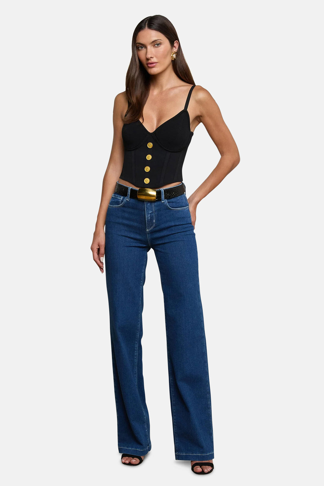 Artemis Knit Corset Top Black/Gold
