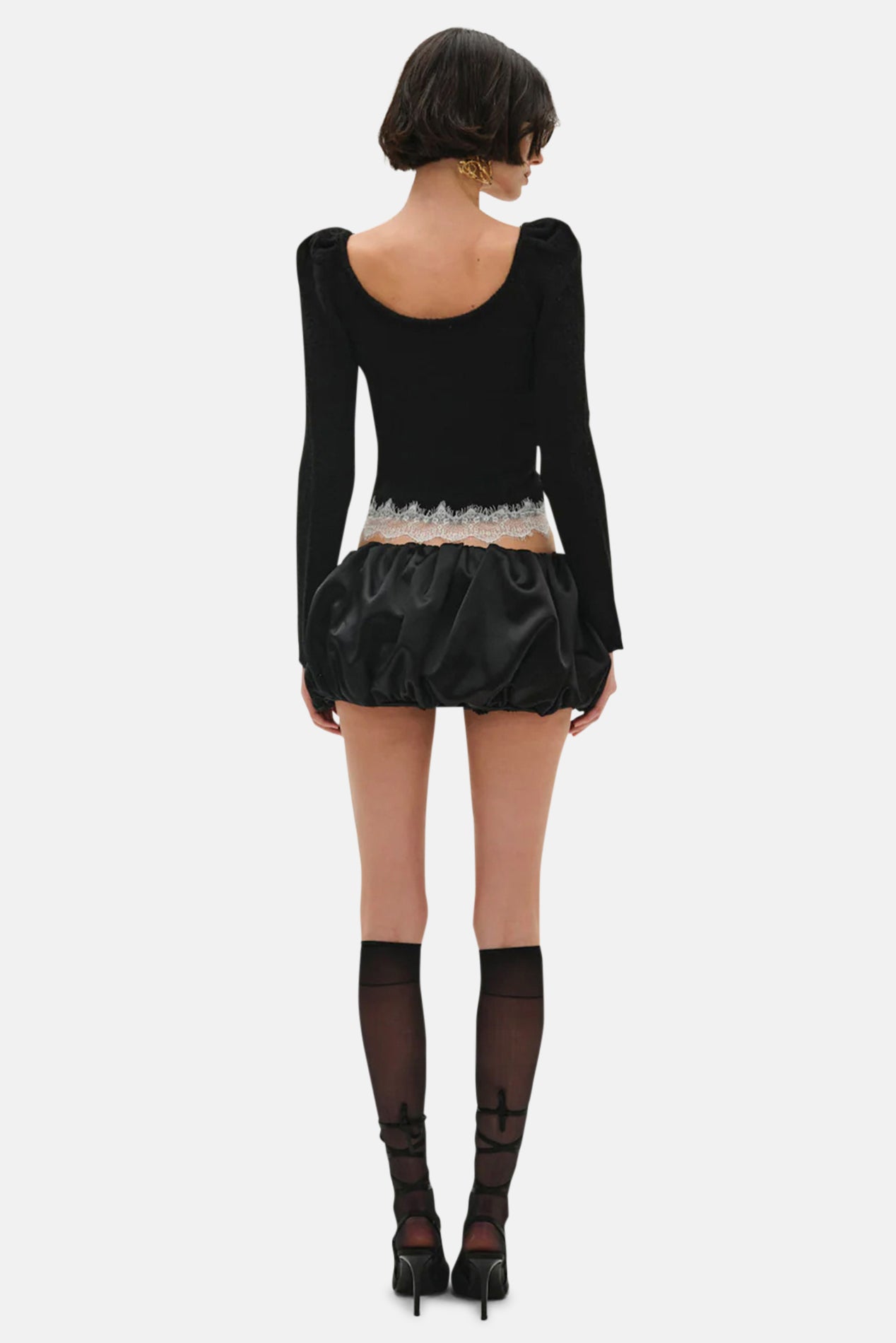 For Love & Lemons Rosaleen Knit Top Black – blueandcream