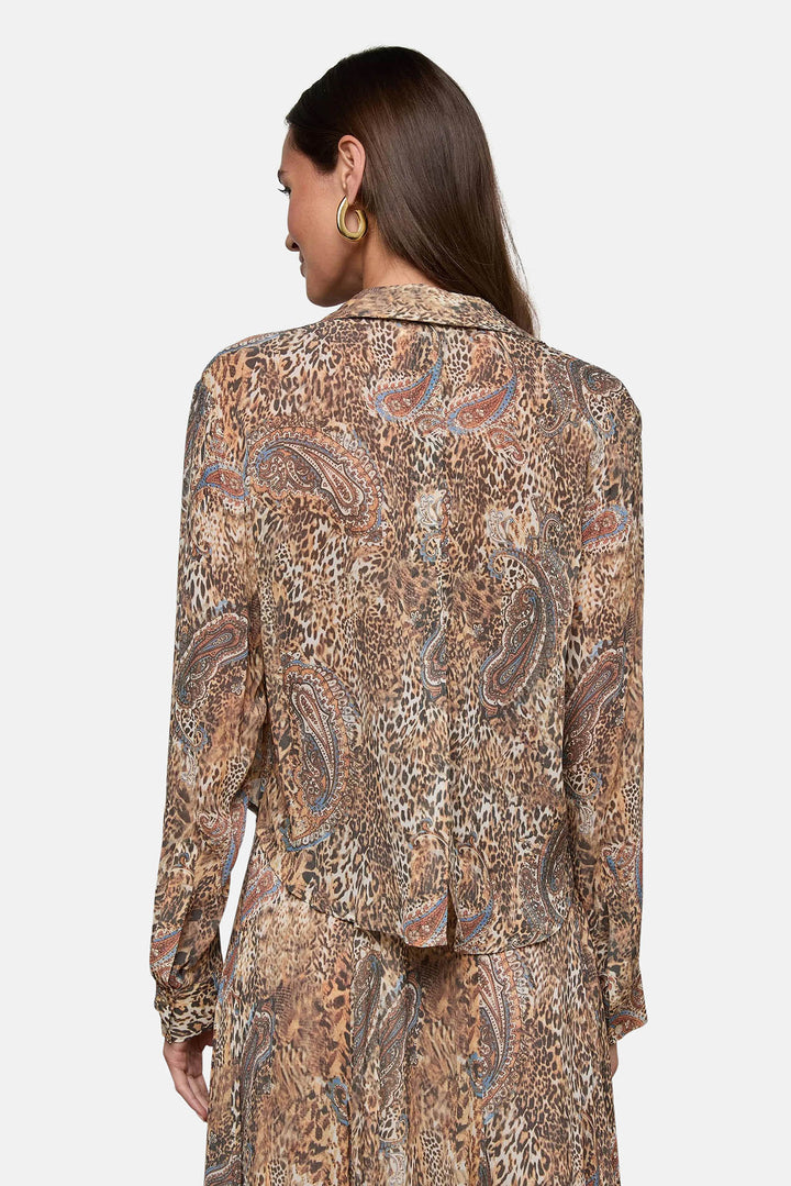 Cosette Button-Down Shirt Brown/Blue Valencia Leopard