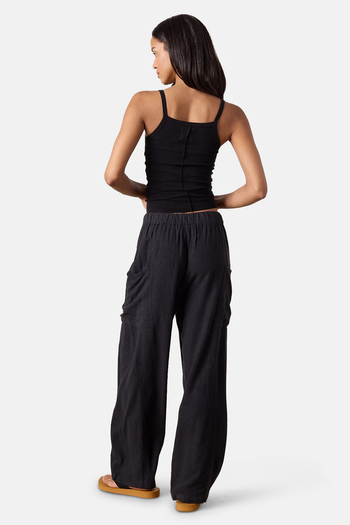 Sydney Wide Leg Linen Viscose Pant Black