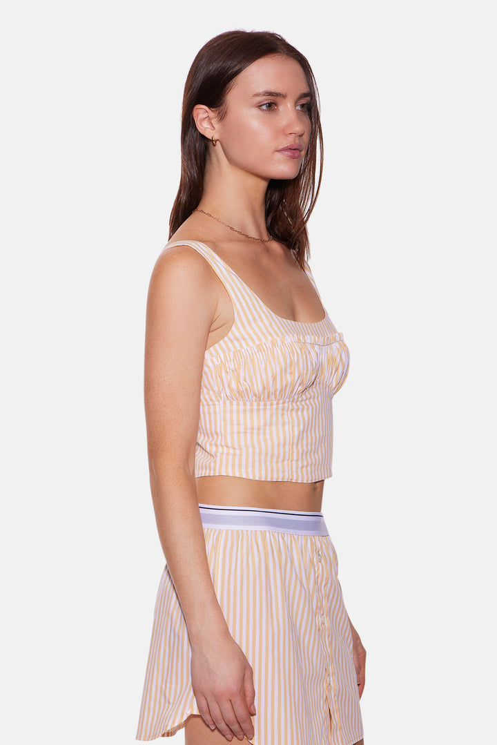 Bungalow Bustier Top Yellow/White Stripe