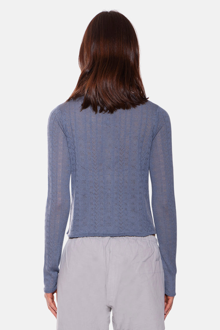 Claire Pointelle Cardigan Steel Grey