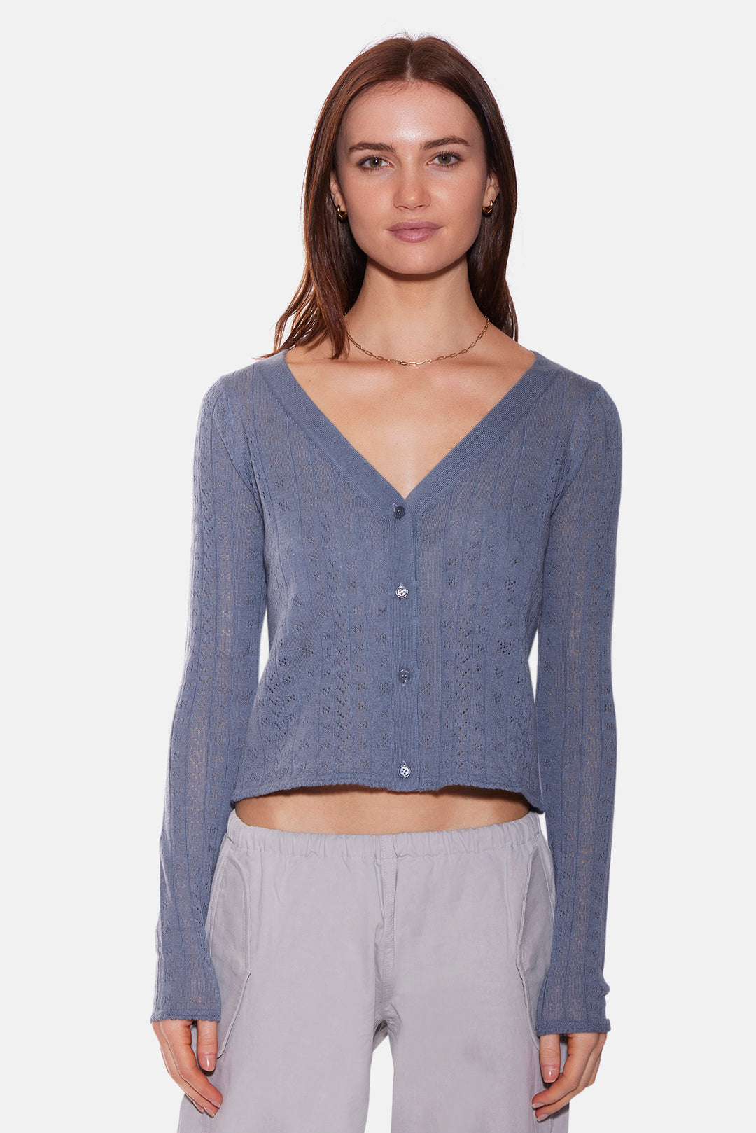 Claire Pointelle Cardigan Steel Grey