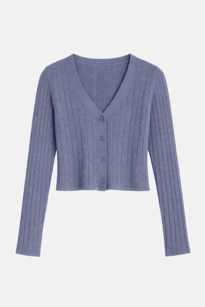 Claire Pointelle Cardigan Steel Grey