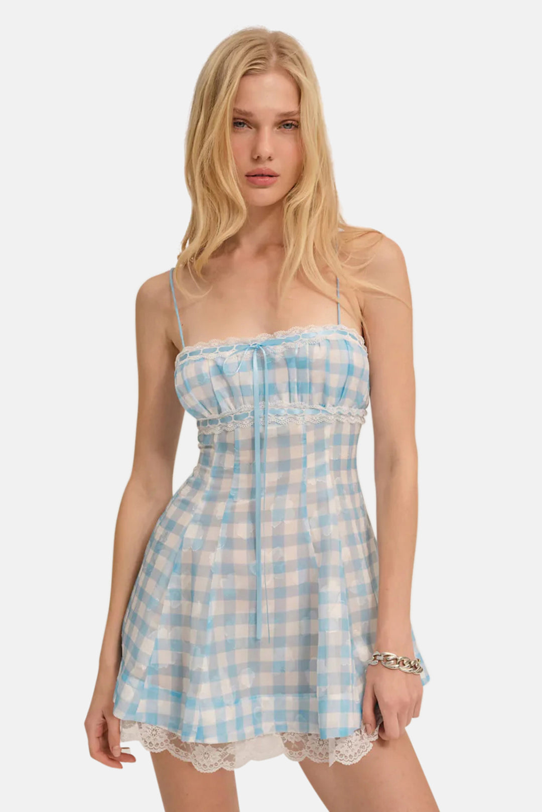 Claudette Gingham Mini Dress Blue